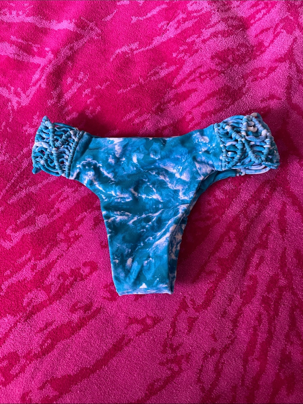 Mikoh Blue Tie-Dye Macramé Bikini Bottom